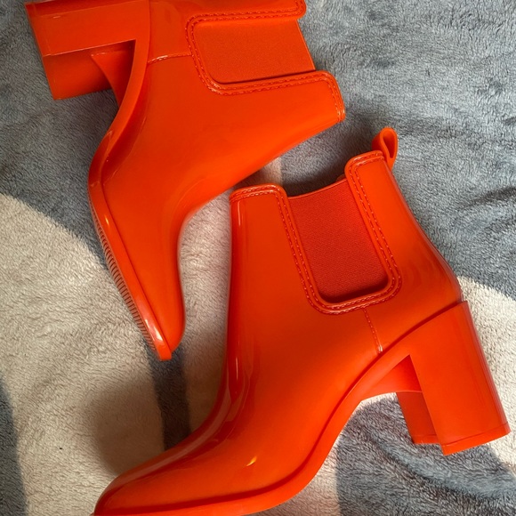 Orange ankle boots